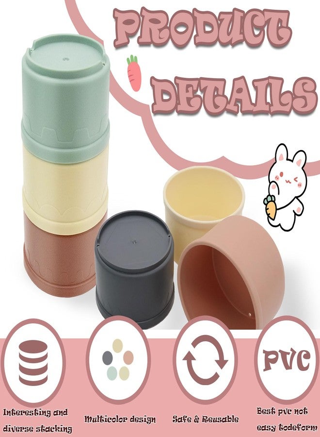 TiciKim 8 Pcs Stacking Cups for Rabbits Safe Plastic Rabbit Toys of Different Sizes, Stackable Bunny Toys, Enrichment Playthings for Small Animals Rabbit Chinchilla Guinea Pig Parrot Hiding Food and Playing - Image 4